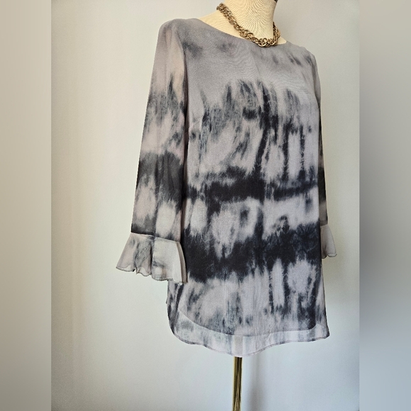 IRIS SETLAKWE Light Grey And Navy Tie Dye Delicate Blouse. Size 2 - Picture 7 of 13